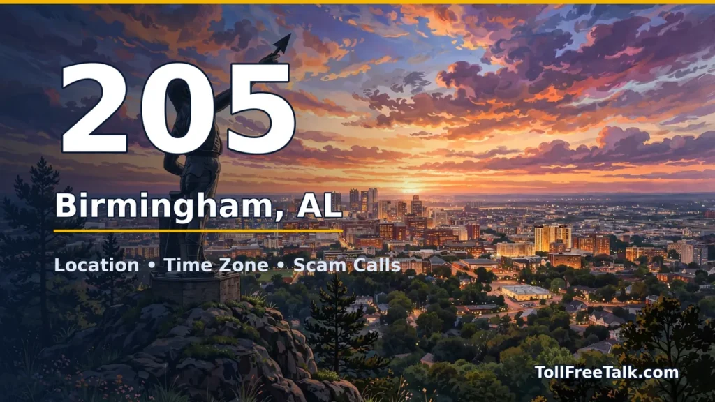 205 area code guide: Birmingham, AL location, time zone and scam calls
