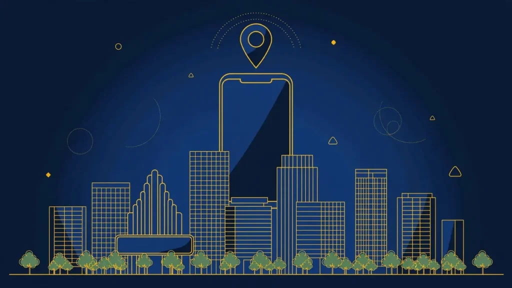 Illustration: Silver Spring skyline with smartphone and map pin — 240 area code guide