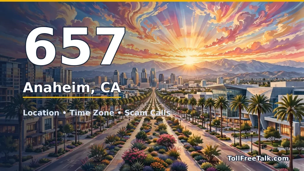 657 area code guide: Anaheim, CA location, time zone and scam calls