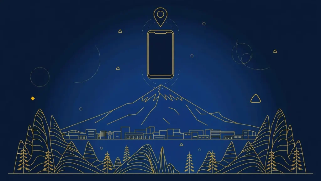 Illustration: Colorado Springs skyline with smartphone and map pin — 719 area code guide