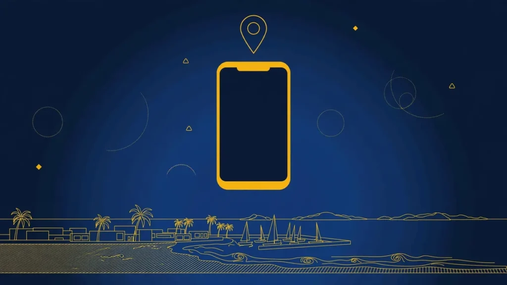 Illustration: Oxnard skyline with smartphone and map pin — 805 area code guide